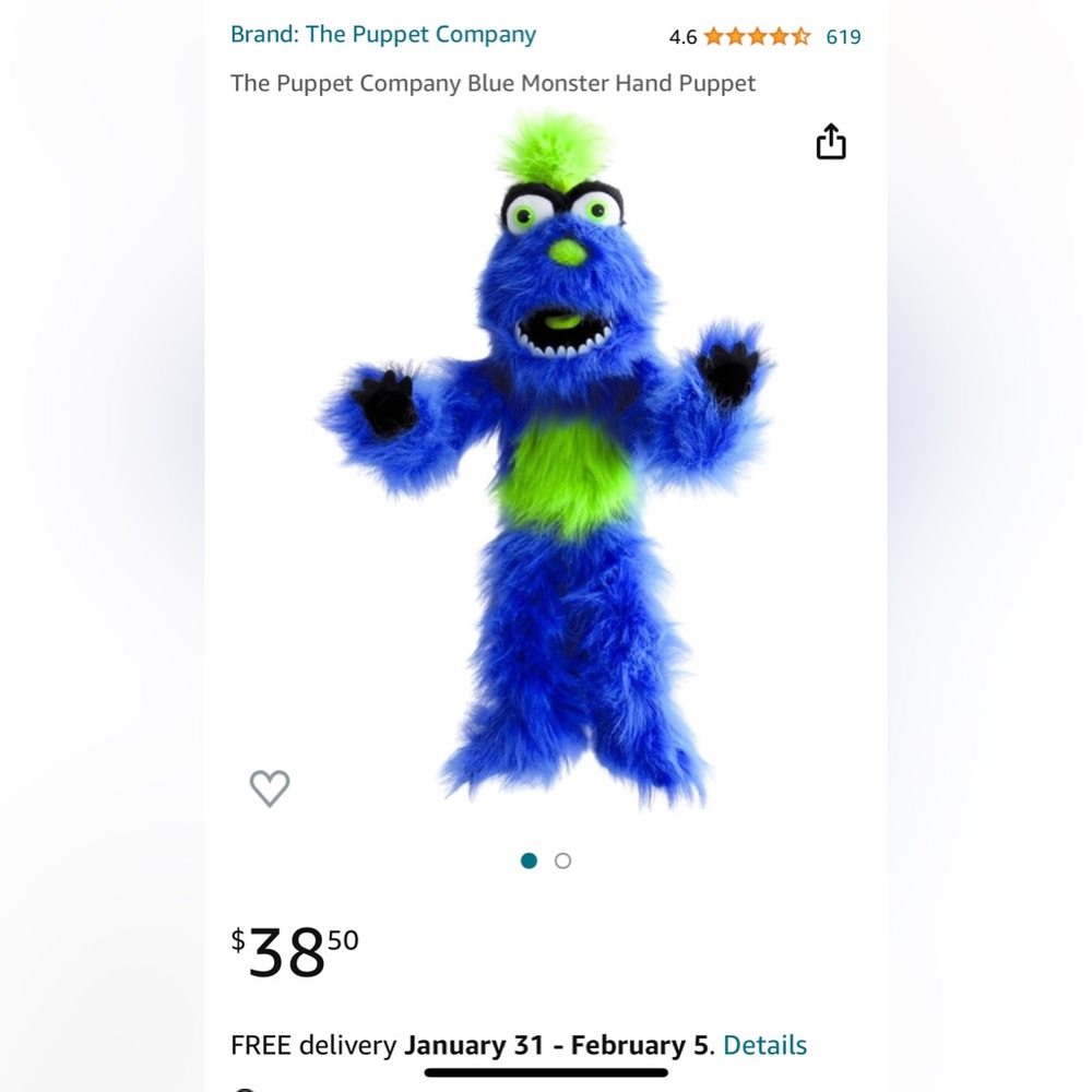 The Puppet Company blue monster puppet